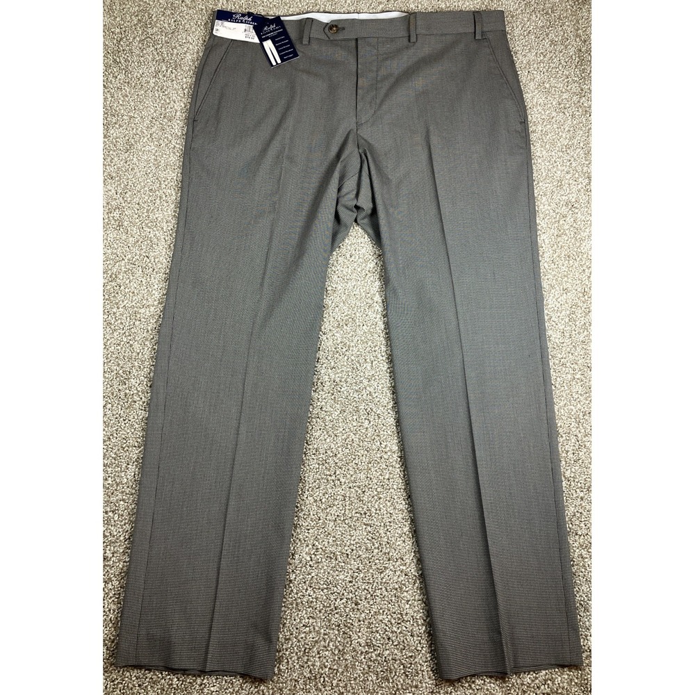 Ralph‎ Ralph Lauren Comfort Flex Pants Black Grey Flat Front 38x30 Stretch New